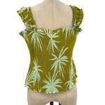Anthropologie Maeve Smocked Tank Top Palm Tree Floral Print Green Size XL Photo 6