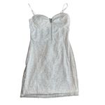 Lovesome Women’s Size M Pearl Sequin Party Dress White Corset Plunge Mini NYE Size M Photo 1