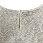Loft  White Lace Blouse Medium Scallop Hem Short‎ Sleeve Crochet Top Ivory Photo 6
