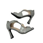 Adrienne Vittadini  Sandals Size 6 Gray Beaded Open Toe‎ High Heel Back Zip Photo 3