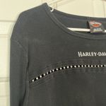 Harley Davidson Biker Black Rhinestone Studded Long Sleeve Shirt Top Women's 2X Photo 2