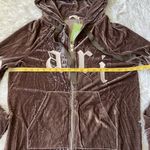 Essue  Women’s Paris full zip  Hooded Toffee Velvet Jacket Brow /Cream Medium Photo 5