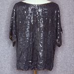 Vintage In Fashions Black Gold Sequin Beaded Silk Top Blouse Women Large Photo 4
