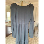 In Loom  Smocked Maxi Dress Slate Gray Charcoal Long Sleeve Tiered Cotton Gauze L Photo 4