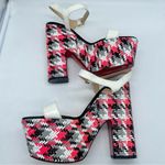 Christian Louboutin  Rare bella platform sandal white leather strappy tweed 41 Photo 5