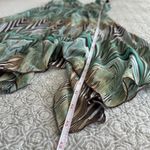 Dress Barn  Retro Print Flutter Hem Midi Dress  Teal Green Brown Whimsical Size 10 Photo 6