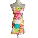 Lilly Pulitzer Vintage Strapless Patchwork Cotton Mini Dress Size 0 Photo 1