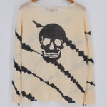 Skull Cashmere  100% Cashmere Tie Dye Pullover Sweater Ivory and Grey Women's M Photo 0
