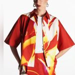 COS  x LEA COLOMBO Abstract Button Down Short Sleeve Shirt Top Tropical Hawaiian Photo 6