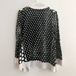 Michael Kors MICHAEL Black White Polka Dot Gold Button Down Cardigan Sweater M Photo 2