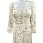 Reformation Cream Floral Hooman Long Sleeve Smocked A Line Mini Dress Size 2 Photo 0