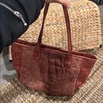 Frye NEW  Brown Chestnut Woven Leather Tote Bag Large Photo 0