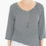 Chico's Knit Kit Stripe Off-the-Shoulder Top Nautical 3/4 Sleeve Blouse 0 (S/M) Photo 1