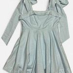 Light Blue Bow Strap Fit & Flare Mini Dress | Size S Photo 0