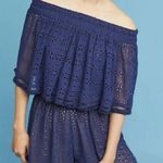 Anthropologie Ranna Gill Eyelet Romper Blue Ruffle Photo 0