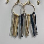 Boho Fringe Hoop Earrings Gold Neutral Colors Gold Photo 1