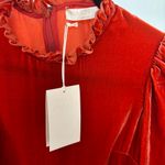 Ulla Johnson  Marlene Blouse Carnelian Autumn Velvet Mock Neck Top Size 4‎ NEW Photo 6