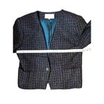 Vintage Michelle petites confetti blue wool blend boucle tweed short blazer Blue Size 8P Photo 11