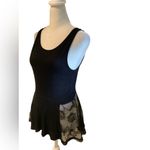 Frenchi Black Sleeveless Top With Flowy Lace Trim. VERY FLATTERING ON! Size XS Photo 2