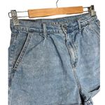 American Eagle  Shorts Womens 4 Mom Short Cuffed Pleated Pockets Denim Blue Photo 5