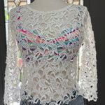 Boston Proper  White Lace Top with Zipper Side Photo 0