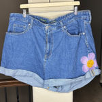 Wild Fable  Super High Rise Cuffed Cotton Blend Shorts Embroidered Flowers Sz 22 Photo 0