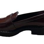 Vince Camuto Women's Echika Leather Platform Lug Loafers Bordeaux Size 7.5 New Photo 1