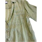 Sigrid Olsen  Blouse Women's Large Green 100% Linen Button Up Long Sleeve Top Photo 4