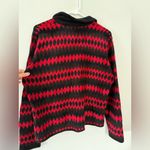 Amanda Smith VTG  Christmas Patterned Cardigan Sweater Funky Retro Red Black M L Photo 2