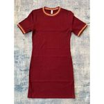American Apparel  Maroon Thick Ribbed Crew Neck Maroon Sporty Tee Dress Medium Photo 1
