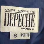 Vintage Depeche Mode Blue Linen Blend Slip Dress Embroidered Flowers Size 8P Photo 6