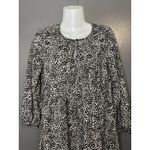 Old Navy  Dress Womens Small Black Leopard Print Tiered Babydoll Long Sleeve Photo 1