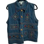 Dress Barn Denim Floral Vest Photo 1