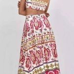 Caroline Constas 2 Piece Linen Blend Cropped Top & Midi Skirt Women's Medium NWT Pink Photo 2