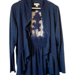 Live and let live  Navy Blue Open Front Lace‎ Back Cardigan Plus Size 1X Photo 0