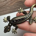 Lia Sophia Rhinestone Lizard Reptile Brooch Pin Gold Tone Photo 4