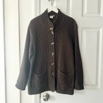 FOCUS Cotton Chocolate Brown Waffle Texture Lagenlook Wood Buttons Jacket XL Photo 9