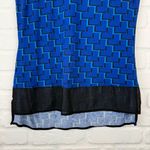 Karen Millen  Geometric Print Blue Black Blouse Sheer Insert UK14 Size 10 Photo 2