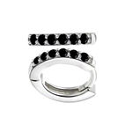 Boutique NEW Black‎ Onyx Sterling Huggie Hoop Earrings, 9mm Photo 1