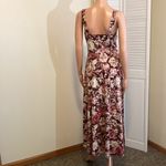 CHAPS Size Small NWT Noel Floral Sleeveless Jersey Midi Dress Wine Cream Roses Photo 5