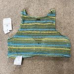 Volcom  Blue Green Crochet High Neck Swim Bikini Top Size S Photo 2