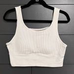 HARMONY BALANCE White Ribbed Padded Crop Tank Top Sports Bra Sz L GUC Size L Photo 0