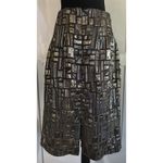 Tia Cibani Vintage Vogue Artistic Pencil Skirt Metallic Geometrical Design Sz 8 Black Photo 5