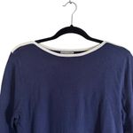 Investments Petites Navy Blue White Trim Crewneck 3/4 Sleeve PM NWT Sweater Photo 4