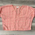 Lou & grey Size Small Linen Crop Top Pink and Cream, pit to pit is 22, length is 18 Photo 3