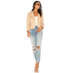 BLANK NYC  Faux Leather Moto Jacket in Natural Light Small Womens Vegan Coat Photo 3