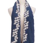 ✨RiscaWin Lady Sheer Soft Hit Jasmine Floral Embroidered Flower Scarf Shawl✨ Blue Photo 2