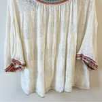 Free People Vacation Embroidered Sweater Knit Top Ivory Small 3/4 Sleeves Photo 12