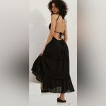Free People NEW  Taking Sides Tiered Cotton Maxi summer Dress Black sz S Photo 2