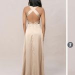 Revelry Bridesmaid Champagne Satin Gold Size 16 Photo 1